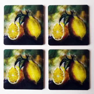 Glasunderlägg "Citron" 4-pack
