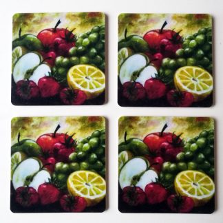 Glasunderlägg "Frukter" 4-pack