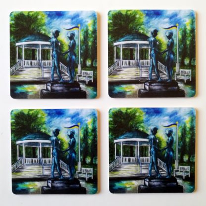 Glasunderlägg "Stadsparken" 4-pack